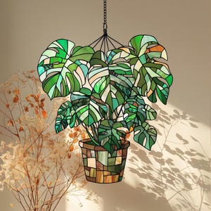 Monstera Acrylic Suncatcher Window Hanging Plant Lover Gift Garden Decor for Plant Moms and Nature Inspired Home Decoration